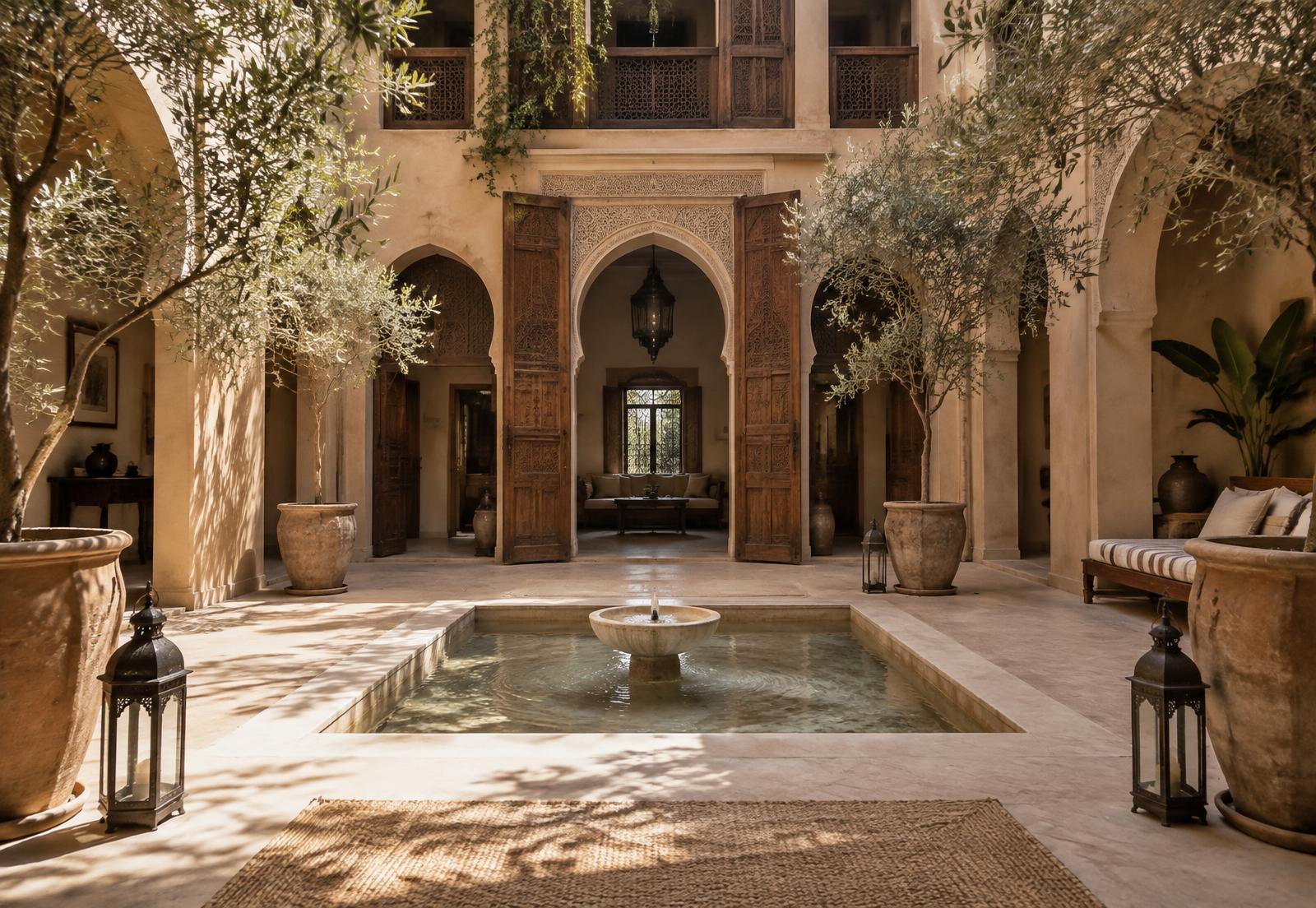 Patio lumineux d'un logement à Marrakech